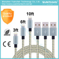 1m / 2m / 3m Nylon geflochten Schnellladegerät 8pins Daten USB Kabel für iPhone iPad